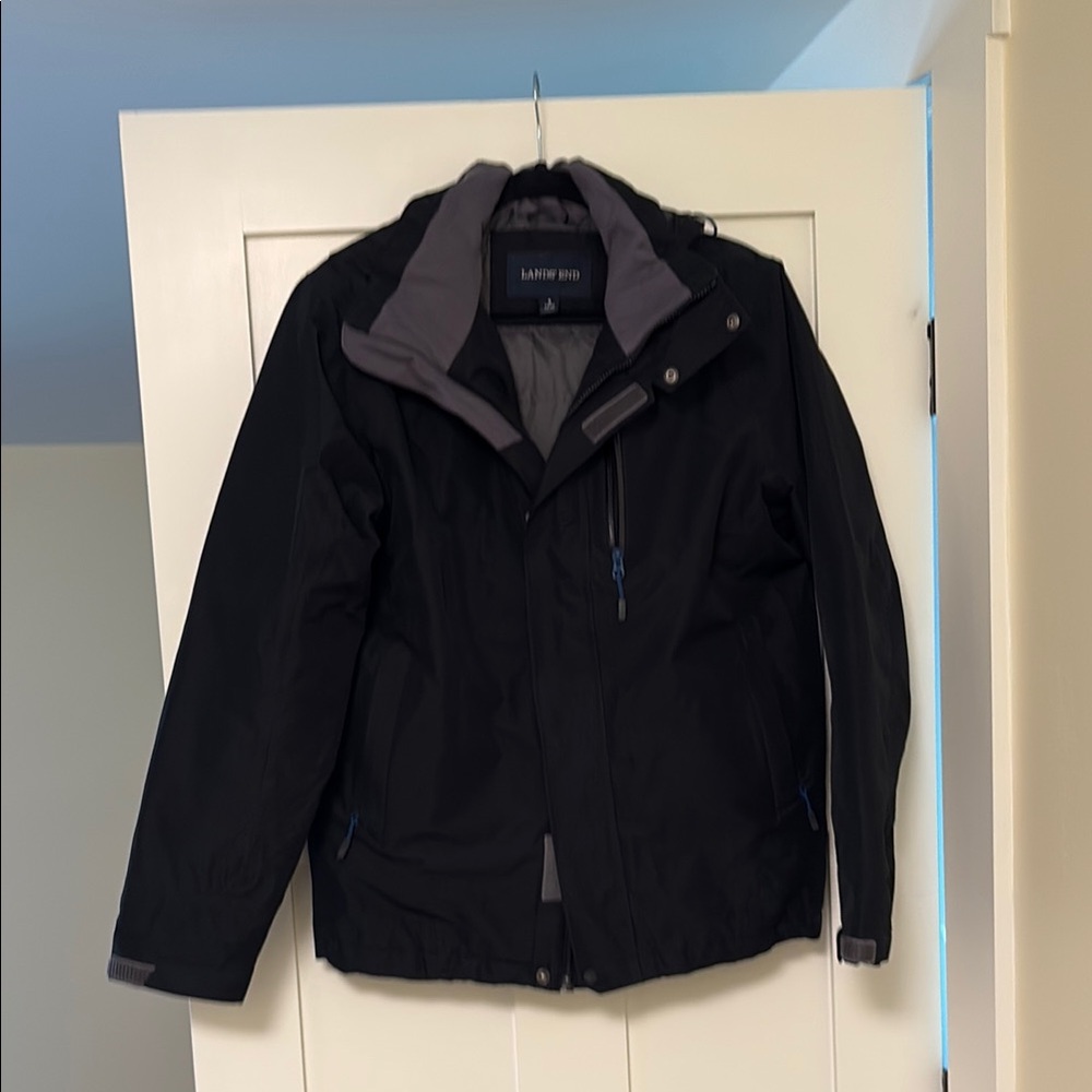 Lands' End Black Performance Jacket with High Collar